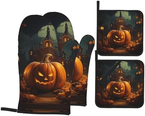 Thick Halloween Oven Mitts Set