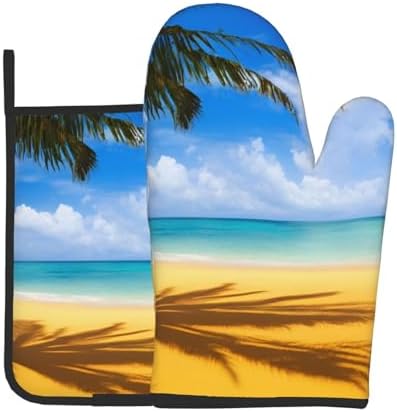 Sunset Palm Printed Oven Mitts and Pot Holders 2pcs Set