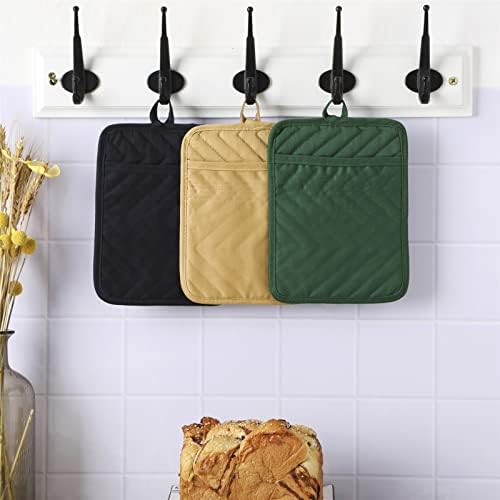 Anyi 7x9 Heat-Resistant Cotton Pot Holder Set 3-Pack Hunter Green