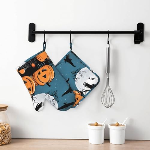 Trick-or-Treat Halloween Pumpkins Heat-Resistant Oven Mitts for Cooking