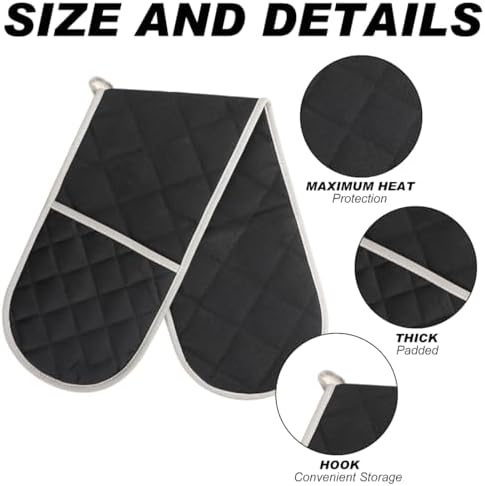 Long Double Oven Mitt 7x30 Heat Resistant Cotton Gloves for Oven Handling