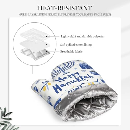 Happy Hanukkah Oven Mitts with Silicone