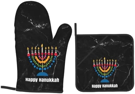 Delightful Hanukkah Heat-Resistant Oven Mitts and Pot Holders Set 4PCS