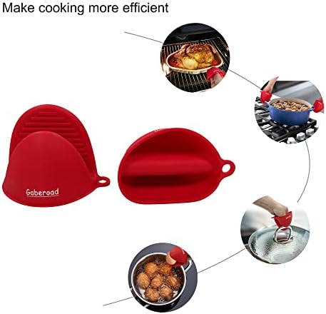 Thickened Mini Silicone Oven Mitts Heat-Resistant Glove for Cooking Baking Red