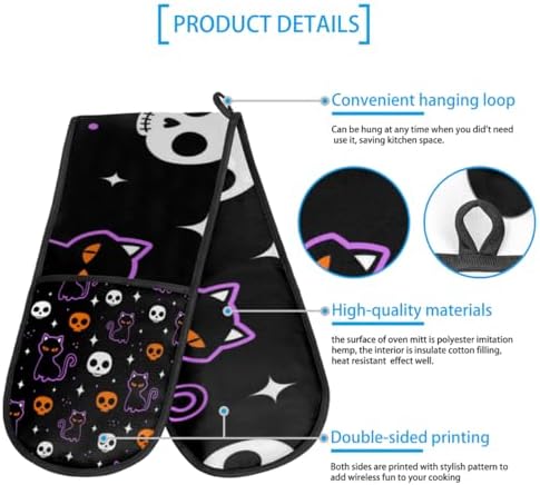 Halloween Skull Heat-Resistant Oven Mitts