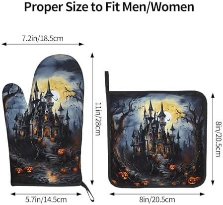 Devil Pumpkin Halloween Oven Mitts and Pot Holders Sets