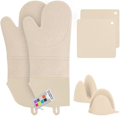5-Piece Silicone Oven Mitt Set with Heat Resistance
