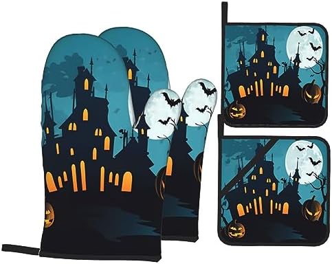 4-Piece Halloween Oven Mitts Potholders