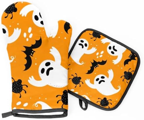Aglebo Halloween Ghost Spider Oven Mitts Pot Holders Set of 2