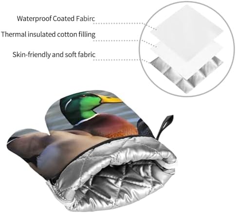 Mallard Duck Printed Oven Mitts and Pot Holders 4-Piece Set