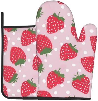 Strawberry Oven Mitts and Pot Holders 2pcs Set