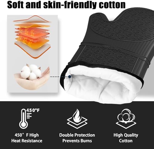 SMRCAD Silicone Oven Mitts with 5 Spatulas Set