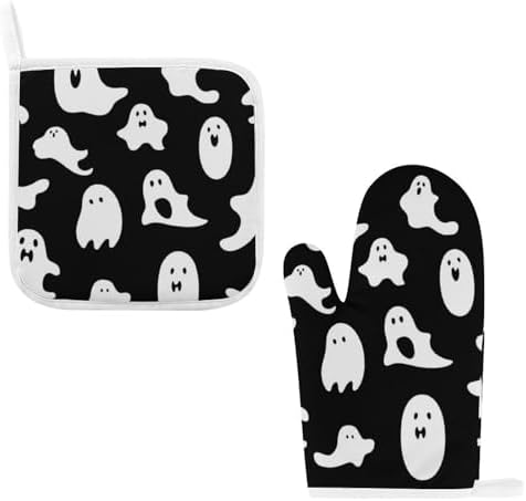 Scarecacked Halloween Goth Oven Mitts Coasters Set