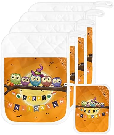Halloween Cute Owl Bird Pot Holder Set for Kitchen