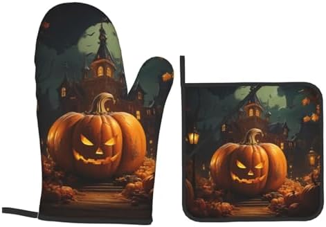 Thick Halloween Oven Mitts Set