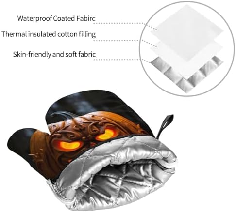 Halloween Spooktacular Pumpkin Print Oven Mitts Pot Holders Set