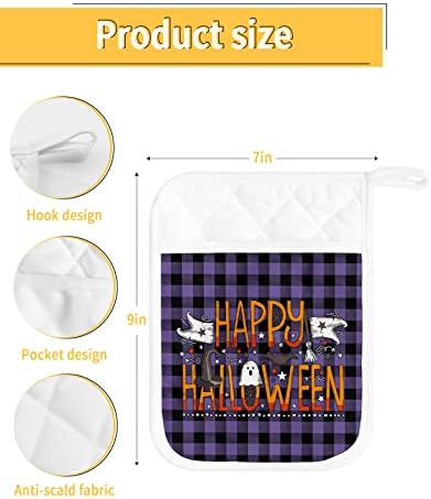JasmineM Halloween Ghost Potholders Set of 5 with Pockets