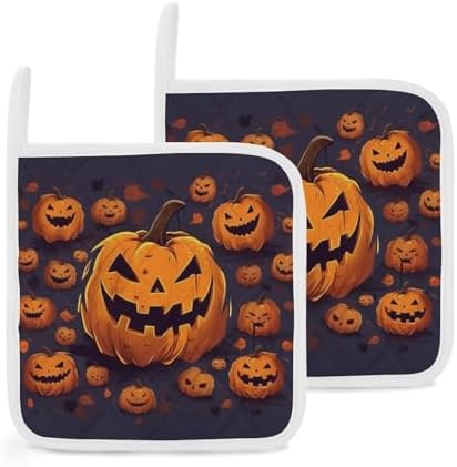 SmtSec Halloween Pumpkin Potholders with Hanging Loops