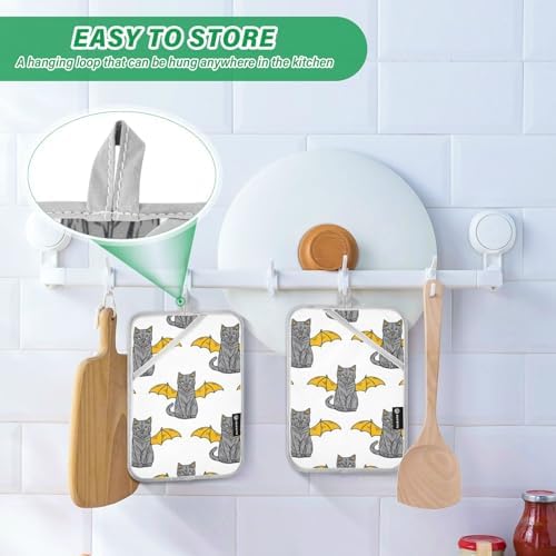 Cute Cat with Wing Potholders Set