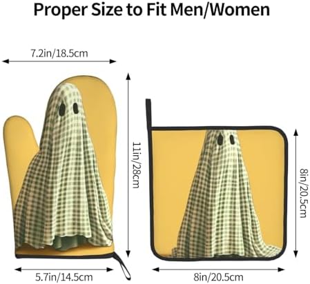 Halloween Ghost Oven Mitts Set for Heat-Resistant Cooking