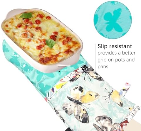 Heat-Resistant Oven Mitts with Anti-Slip Quilted Linings