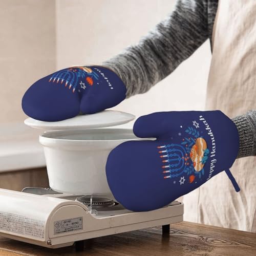 Happy Hanukkah Oven Mitts with Silicone Palm 1