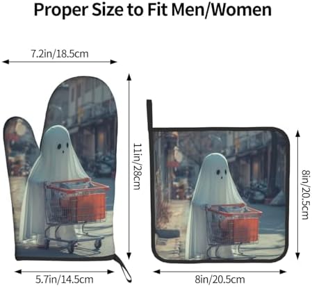 Gjieliness Funny Halloween Ghost Oven Mitts and Pot Holders Set 1