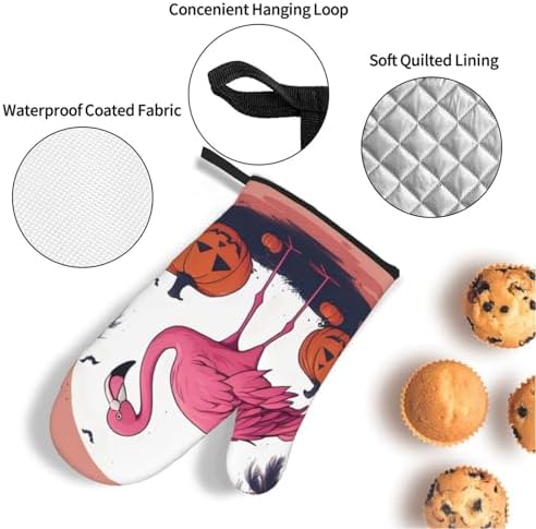 YYHHAOFA Halloween Flamingo Kitchen Baking Four-Piece Set