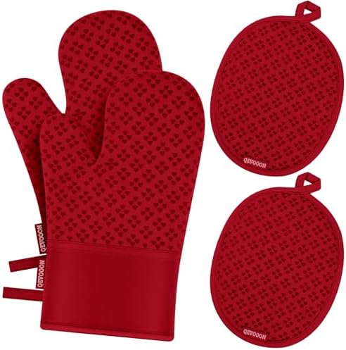 Premium Oven Mitts Set - Heat Resistant Silicone Grip for Cooking Baking
