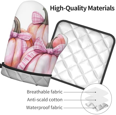 Halloween Treat Heat-Resistant Oven Mitts Set for Baking BBQ