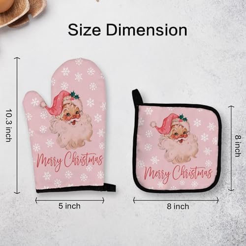 OHSUL Pink Christmas Oven Mitts and Pot Holders Set