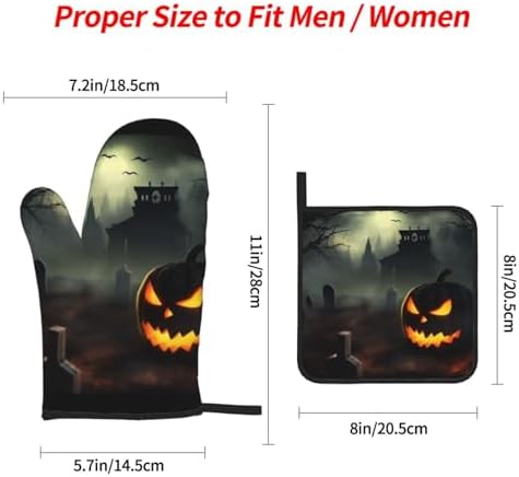 4PCS Halloween Horror Oven Mitts and Pot Holders Set