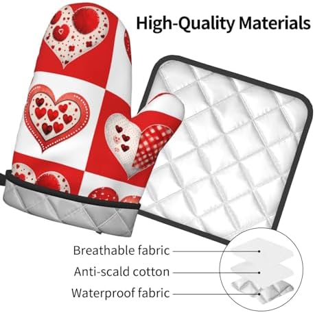 Valentines Day Love Oven Mitt and Pot Holder Set