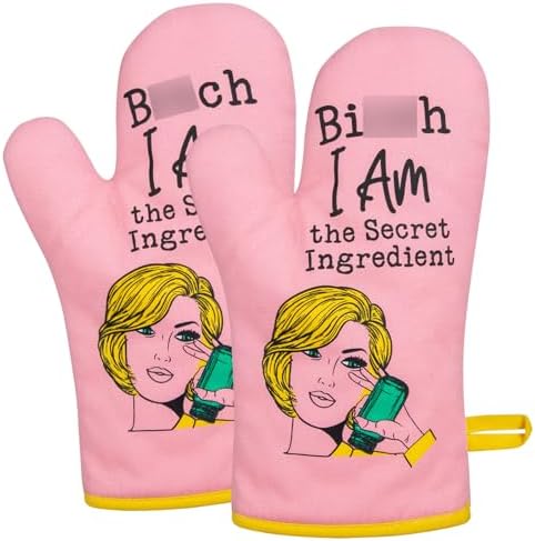 Funny Pink Oven Mitt Set for Baking Kitchen_GF