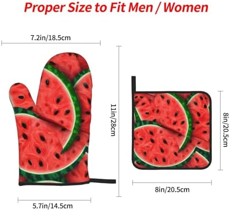 Quopvn Red Watermelon Printed Oven Mitts and Pot Holders 4-Piece Set