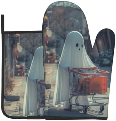 Gjieliness Funny Halloween Ghost Oven Mitts and Pot Holders Set 1