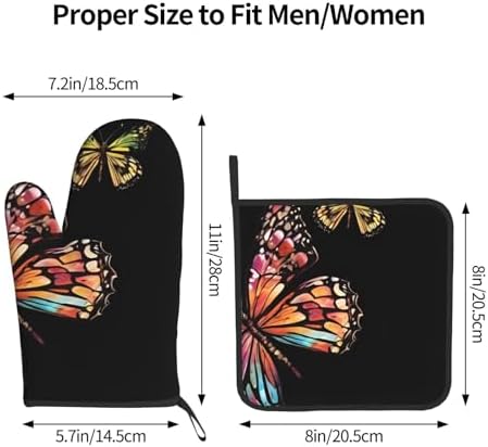 Pretty Butterfly-printed Oven Mitt Pot Holder Set