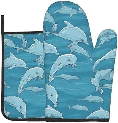 Dolphin Printed Oven Mitts Non-Slip Potholders for Kitchen Expert Needs