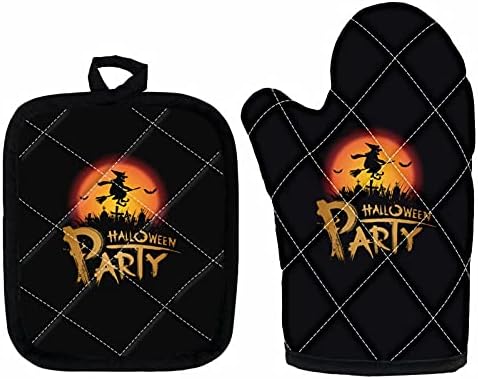 SEANATIVE Halloween Oven Mitts and Potholder Set