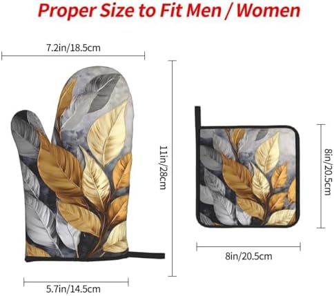 Tropical Gold and Silver Oven Mitts Set