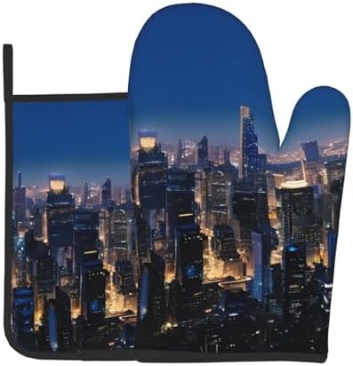 Los Angeles Skyline Prints Oven Mitt Pot Holder Set