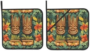 Aloha Tiki Pattern - Heat-Resistant Potholders - BBQ Kitchen Essentials