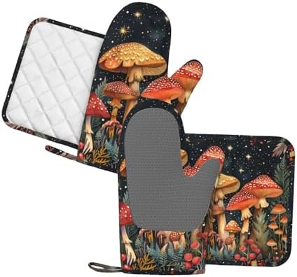 Mushroom Forest Oven Mitts Set of 4