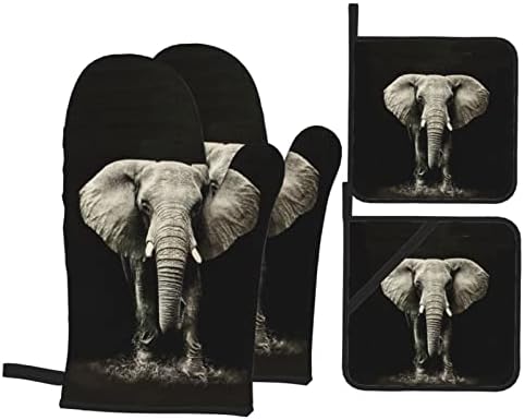 Oven Mitts Pot Holders Set Heat Resistant 4-Piece