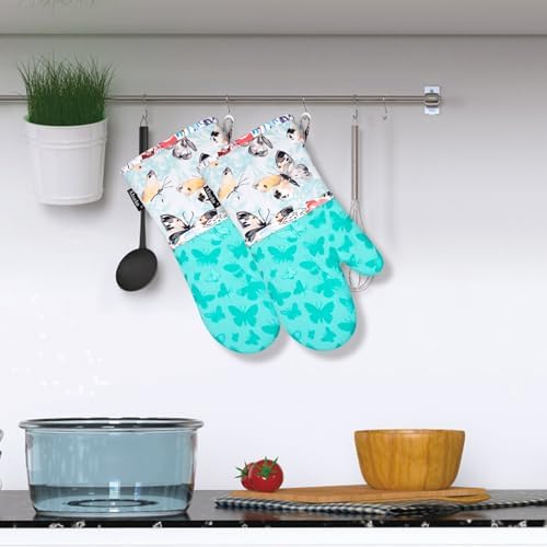 Heat-Resistant Oven Mitts with Anti-Slip Quilted Linings
