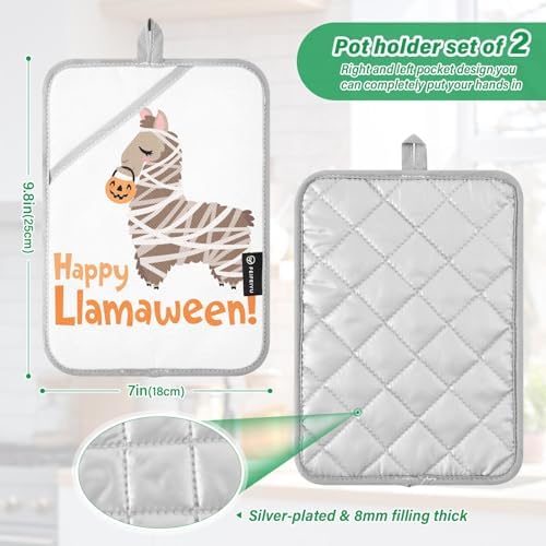 Trick or Treat Llamas Pot Holder Set