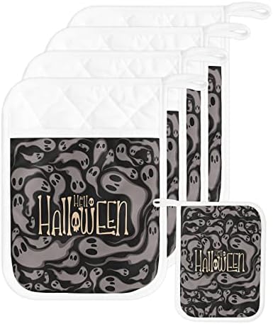 JasmineM Halloween Ghost Skeleton Potholders Set of 5