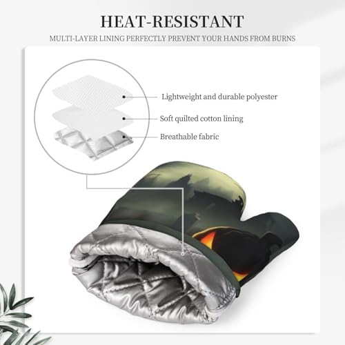 Trusted Halloween Horror Silicone Oven Mitts Pot Holders Set of 2