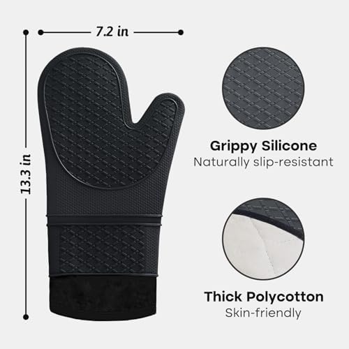 Premium Silicone Oven Mitts Heat-Resistant up to 500F