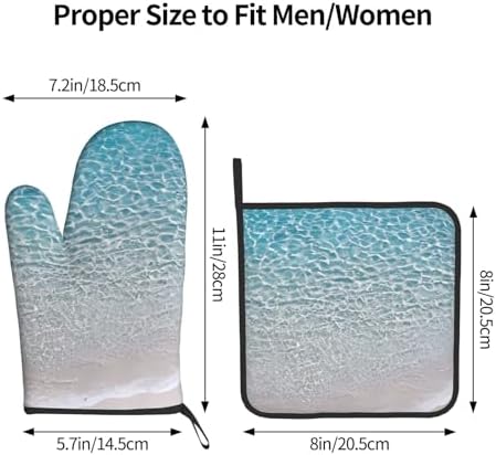 Clear Sea Water Oven Mitt Pot Holder Set